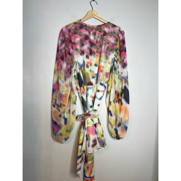 NWT Alexis Leonie Belted Abstract-Print Mini Dress Iridescent Size: Large - Picture 7 of 10